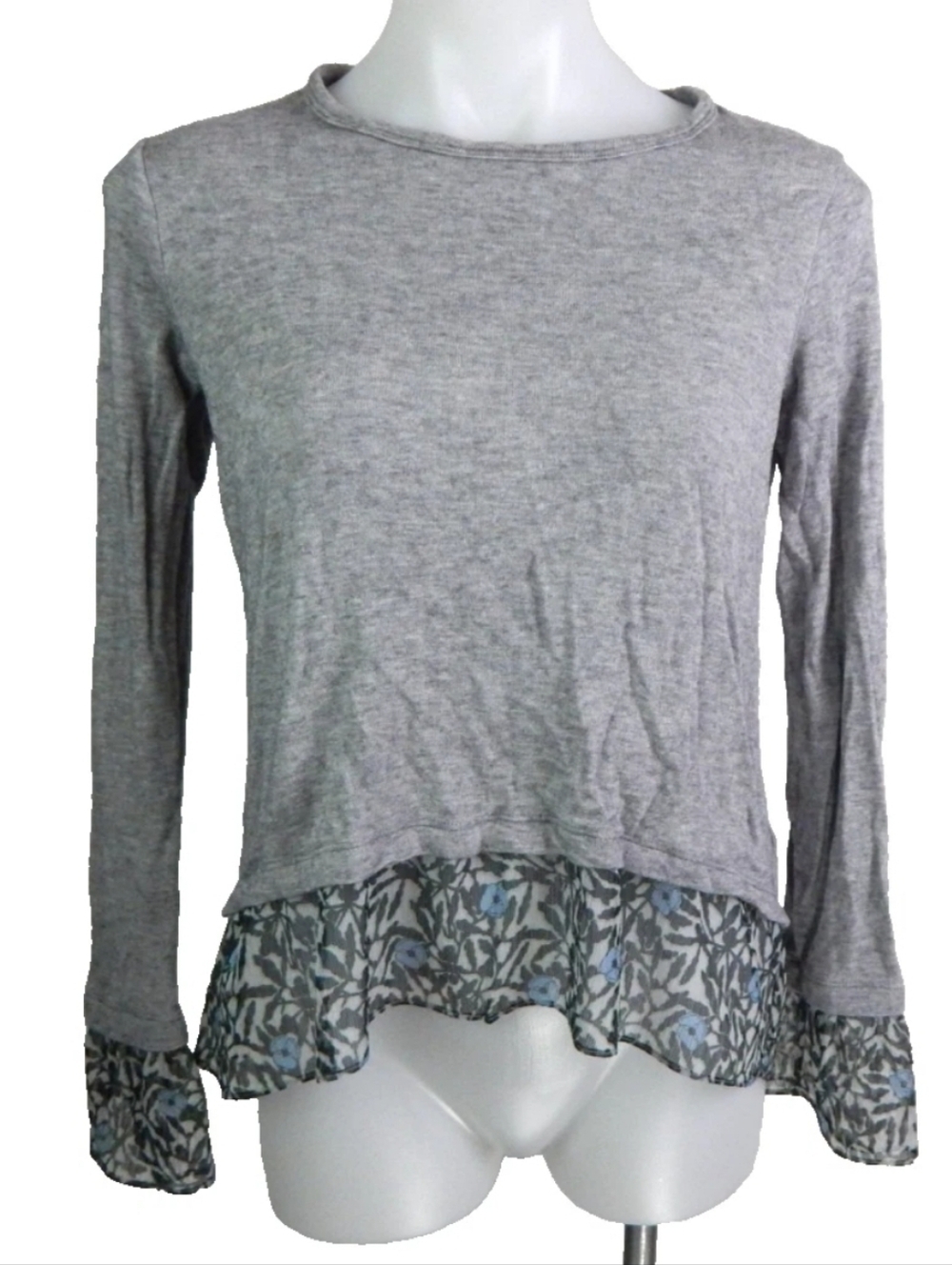 Bailey 44 Gray Floral Trim Top